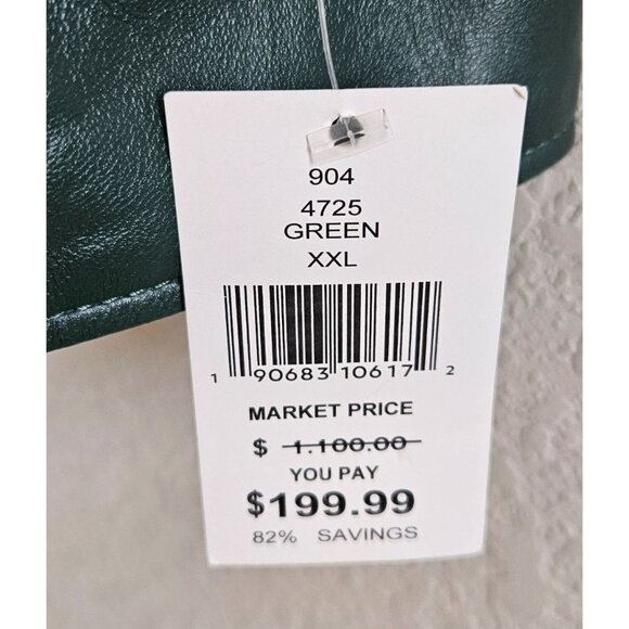 Ron Tomson Los Angeles Men SZ XXL Leather Jacket DK Green Full Snap Pockets NWT - Picture 6 of 9